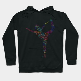 Fitness Exercise in Form Silhouette Shape Text Word Cloud Hoodie